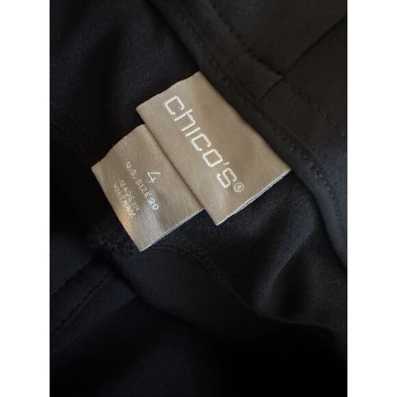 Chico's Plus Size Women's 4 Black Cropped pants with belt cargo pocket satin - Picture 7 of 8